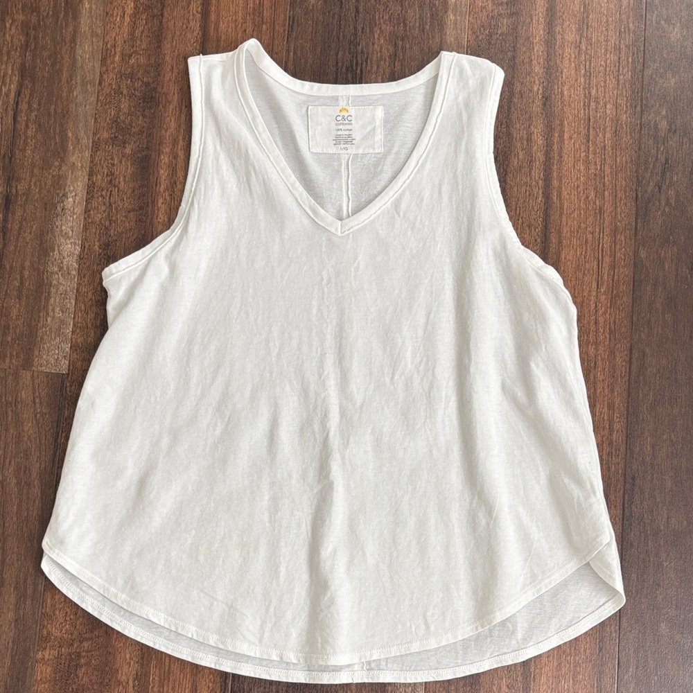 C&C California Classic White V-Neck Tank